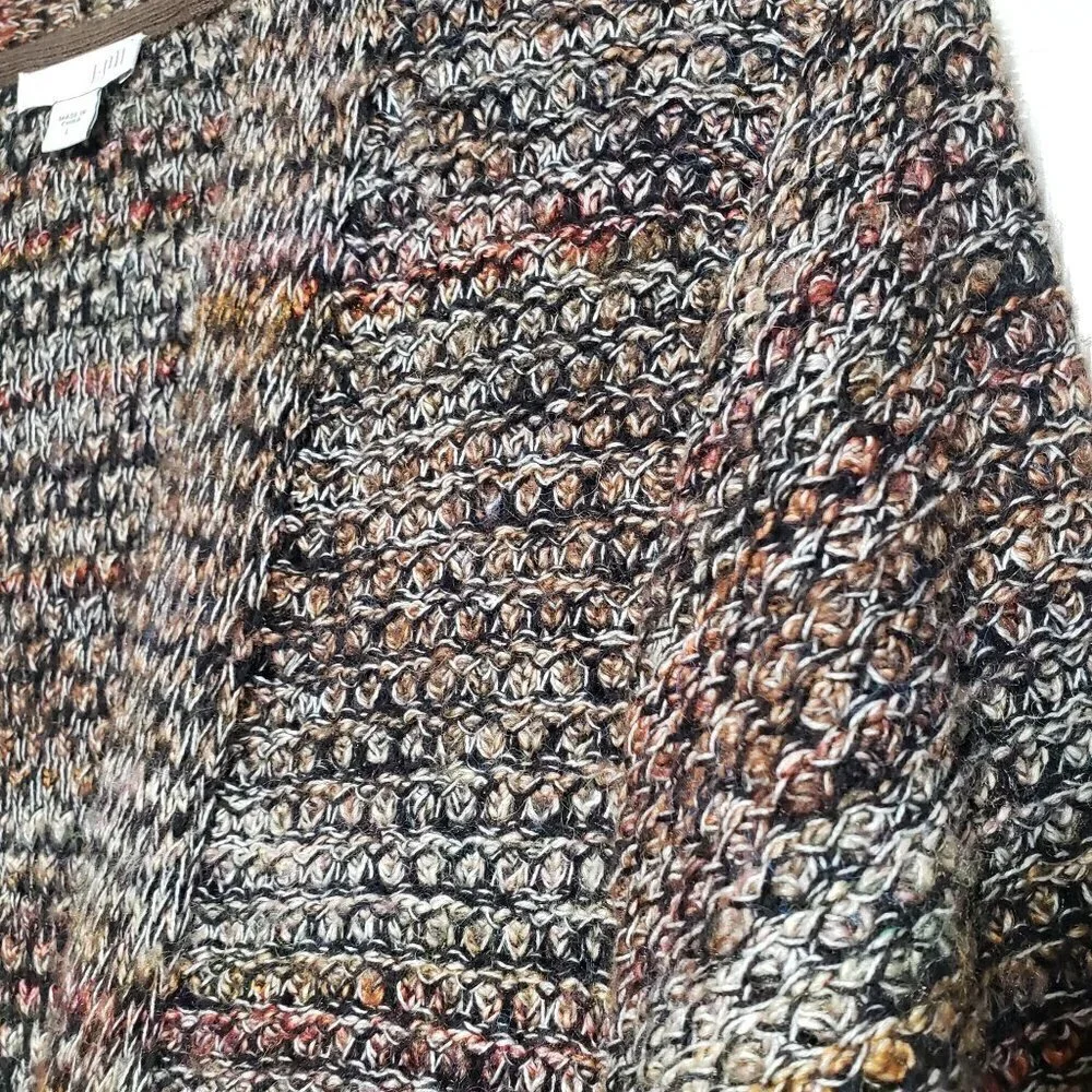 J Jill Marled Duster Cardigan Multicolor Brown 1 Button Sweater Womens Large - Picture 3 of 10